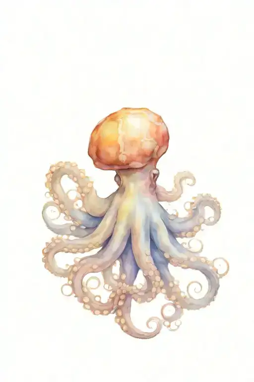 Octopus Holding Seashell Held Delicately