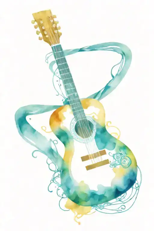 A Guitar With Intricate Details Intertwined With Christian Symbols