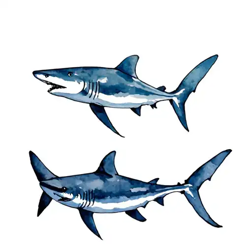 Tiger Shark And Great Hammerhead Shark