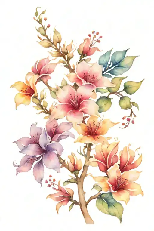 Floral Scoliosis Spine Tattoo Design