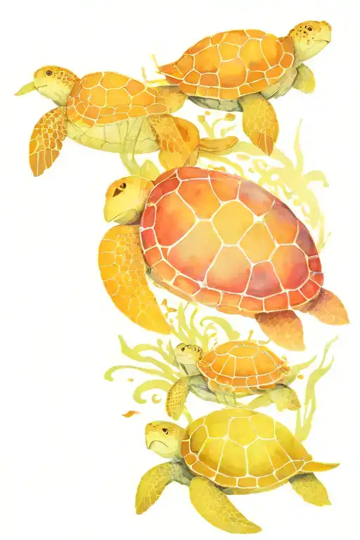 Ocean And Turtles Swimming