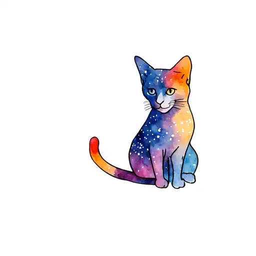 Van Gogh Starry Night Inside A Outline Of A Cat