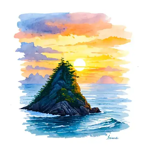 Haystack Rock At Sunset