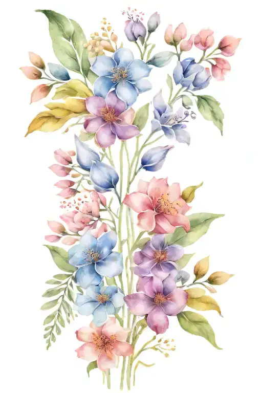 Kids Names In Birthflower Stems Tied Together