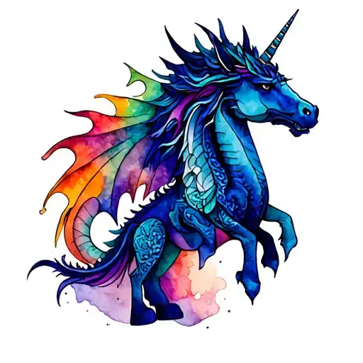 An Midieval Dragon Beside A Mythical Unicorn Made