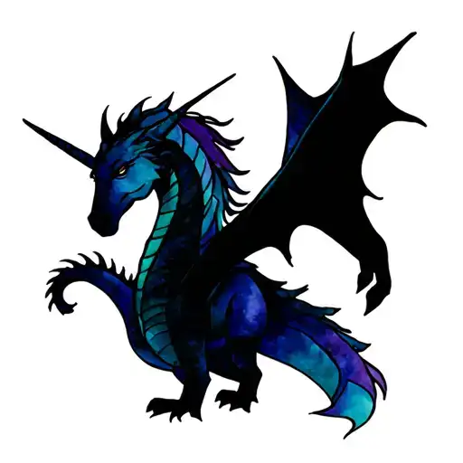 An Midieval Dragon Standing Beside A Mythical Unicorn Made