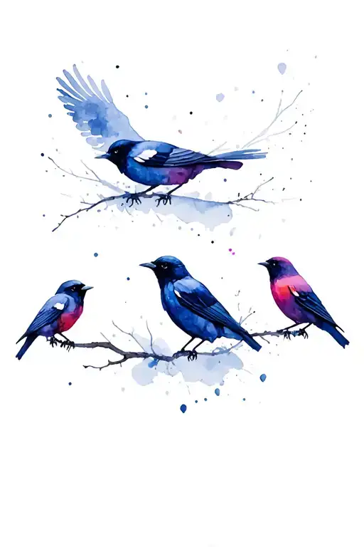 Blackbirds Watercolor Survival