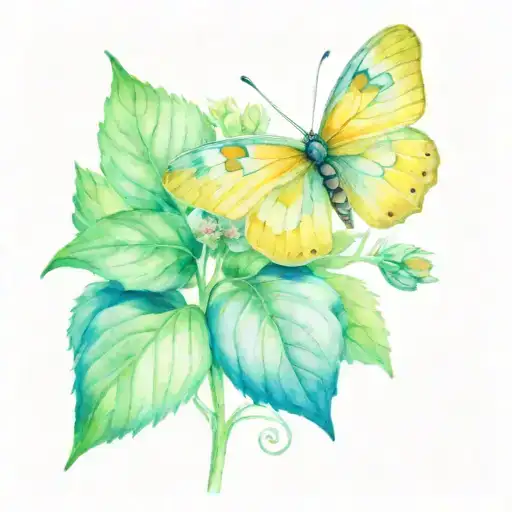 Yellow Butterfly Resting On A Strawberry Plant Flower