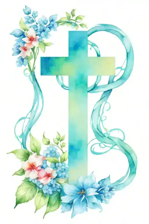 Cross Wrapped With Florals Of The Bible