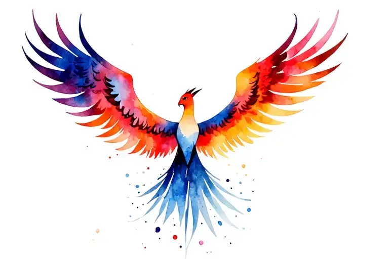 Sunset Colored Phoenix Wings Spread