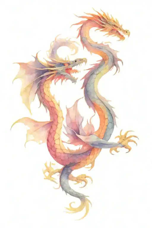Good Flying Dragon Watercolor Graphics
