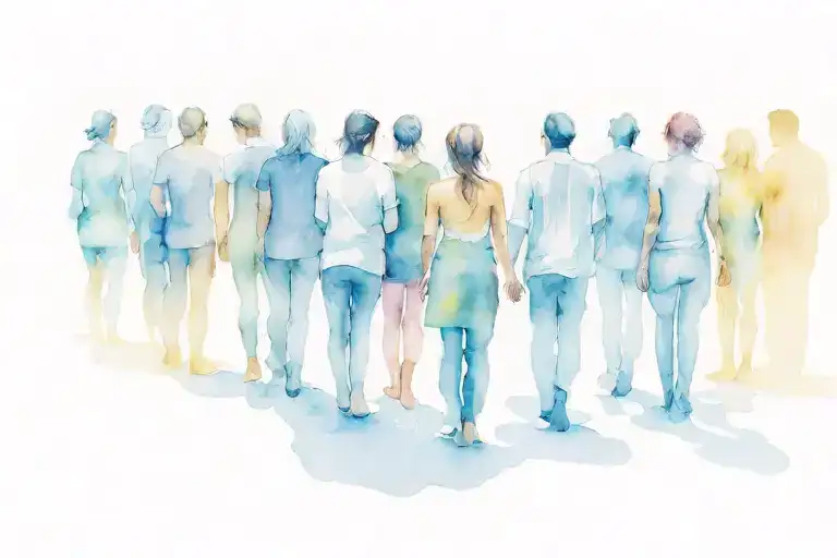 Ten People Standing In Line