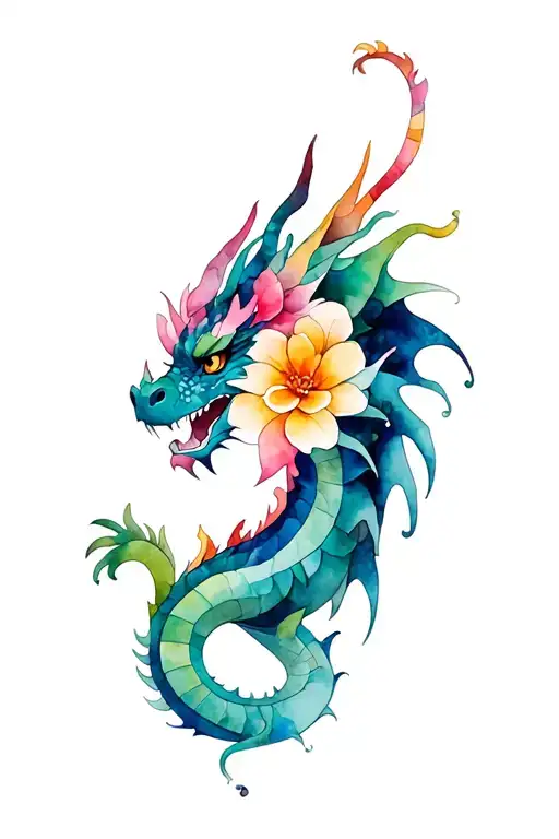 Dragon Made By Flowers Symbolizing Strength