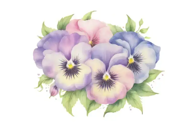 Circle Of Pink And Purple Pansy Flowers