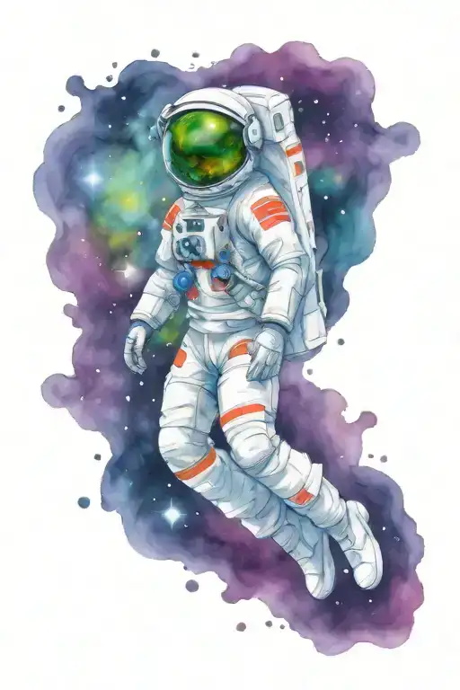 Moss Covered Astronaught Floating In Colorful Galaxy