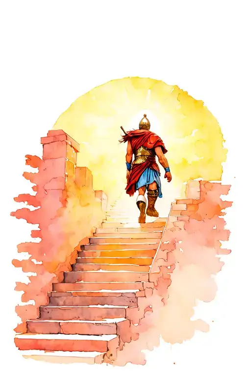 Stairs To Heaven And A Gladiator Climbing The Stairs