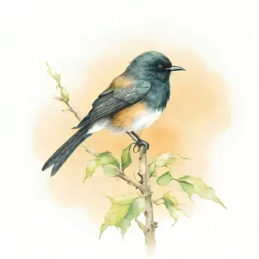 Black Phoebe Bird Perched