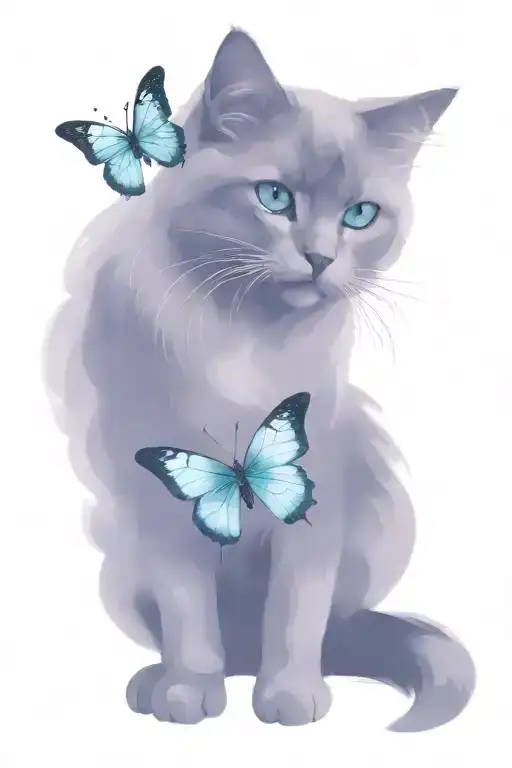 Birma Cat With Butterfly