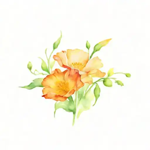 Island Floating In The Air With California Poppies