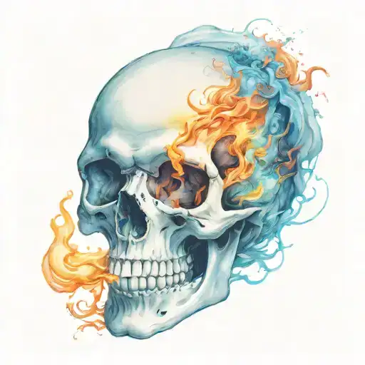 Skull Breathing Fire From Its Mouth And Wearing A Cap