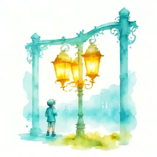 Lamp Post With Kids Playing