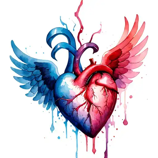 Shattered Heart Bleeding With Wings Hugged With Cancer Loop