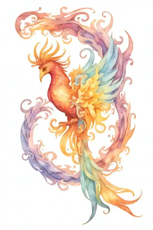 Elegant Phoenix Rising From Flames