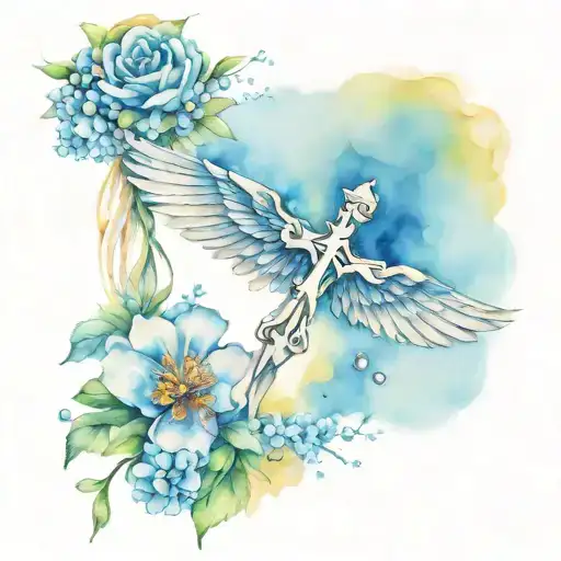 Cross Rosary Wings Flowers Wrapped