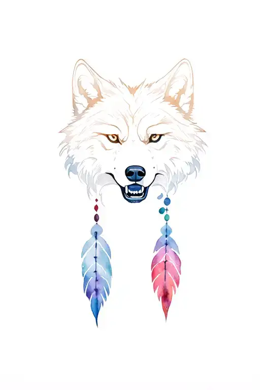 Dreamcatch With Growling Wolf Head Emerging