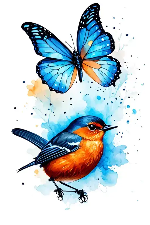 Butterfly And Robin