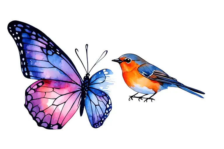 Butterfly And Robin