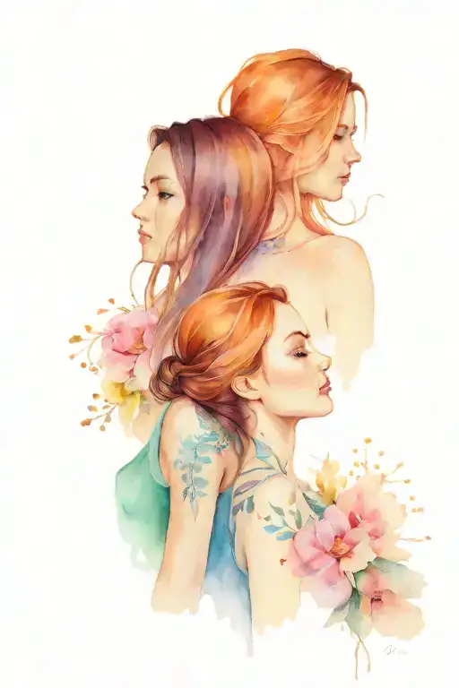 Twin Sisters Facing Each Other