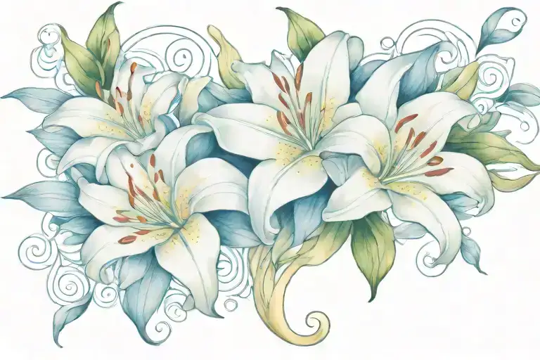 Lillian Calligraphy Tattoo Design Incorporating Lily Flower