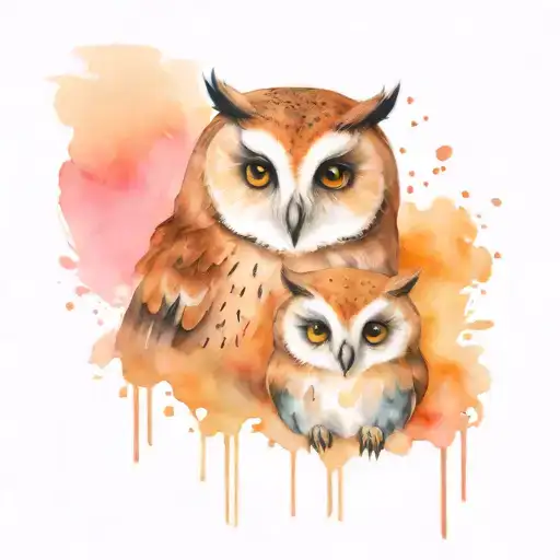 Mom And Baby Owl