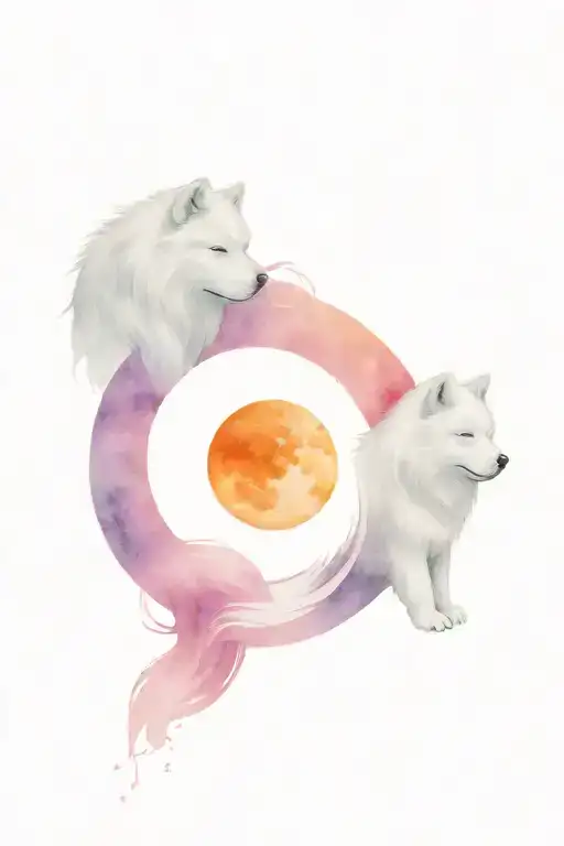 Samoyed Dogs As Ying Yang Symbol