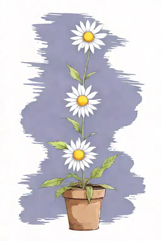 A Daisy Flower On An Elongated Stem In A Brown Pot That Smiles From The Marijuana Plant