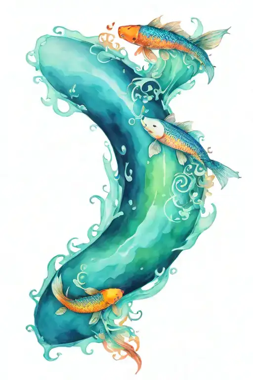 Along The Spine Tattoo Of 2 Koi Fish And 1 Dragon And Phoenix In A Ying Yang Shape