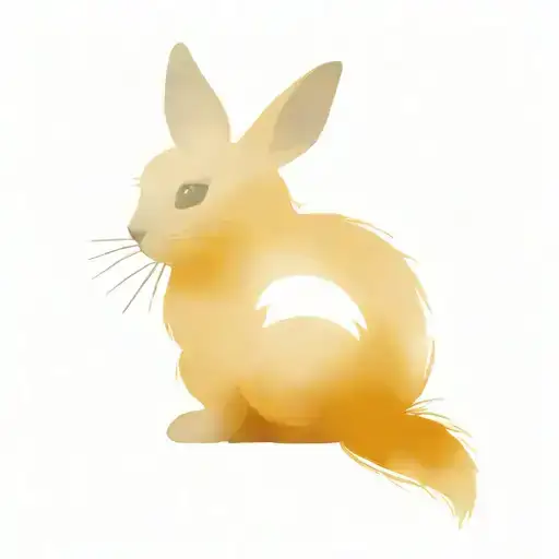 Black Cat Grey Rabbit Sitting