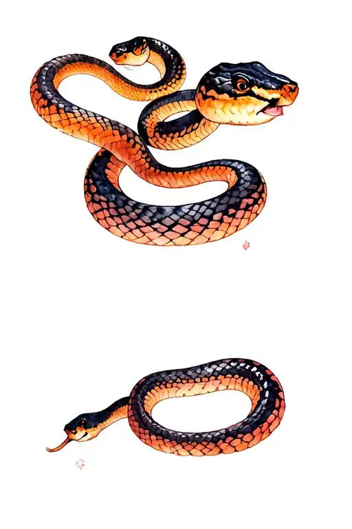 Bright And Black Snakes Woven Together