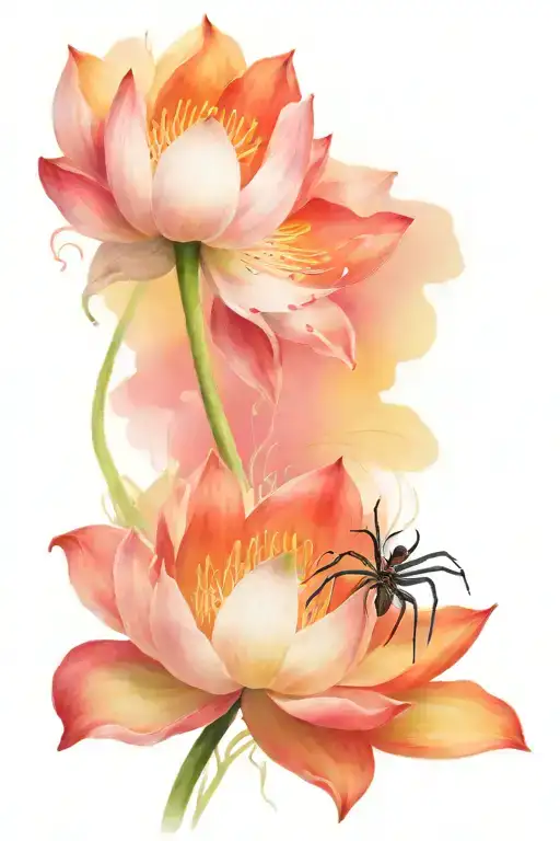 Lotus Flower Embracing Spider Lily