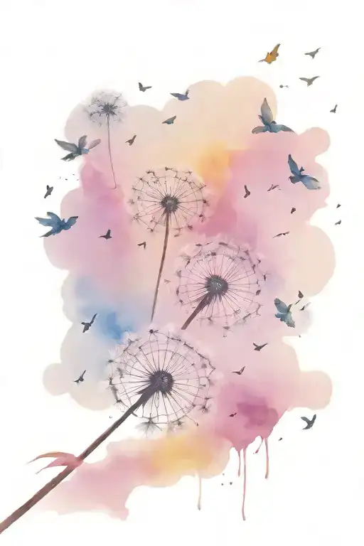 Dandelion Into Birds Flying Away