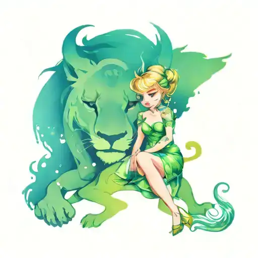 Tinkerbell With A Viking Lion