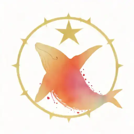 Whale Compass Rose Surrounded Stingray Gliding