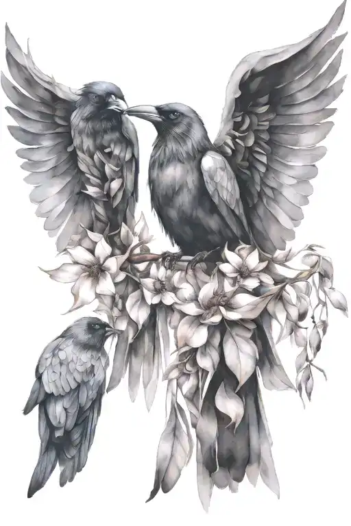 Crow And Flowers