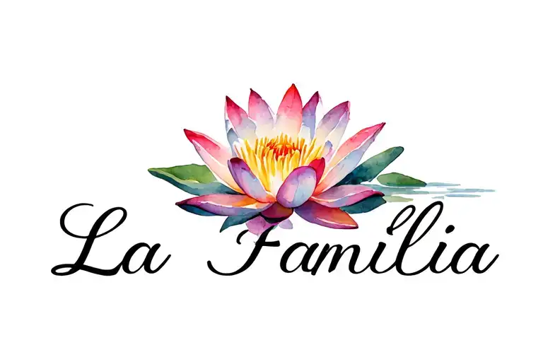La Familia' Lettering With Water Lily