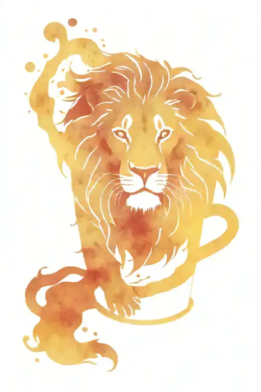 A Minimalist Coffee Cup With A Lion Silhouette In The Steam