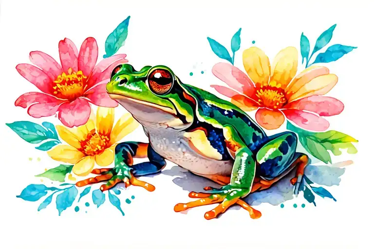 Frog And Flowers