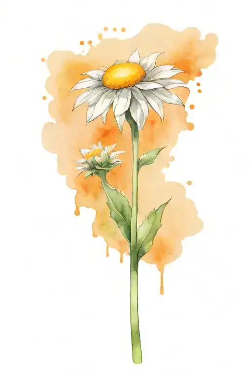 A Daisy Flower On An Elongated Stem In A Brown Pot That Smiles From The Marijuana Plant