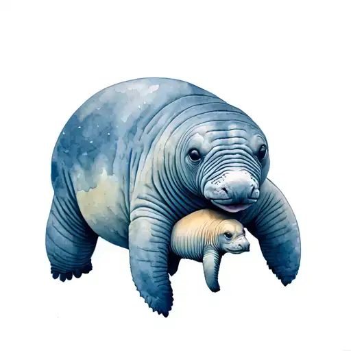 Manatee And Baby Manatee