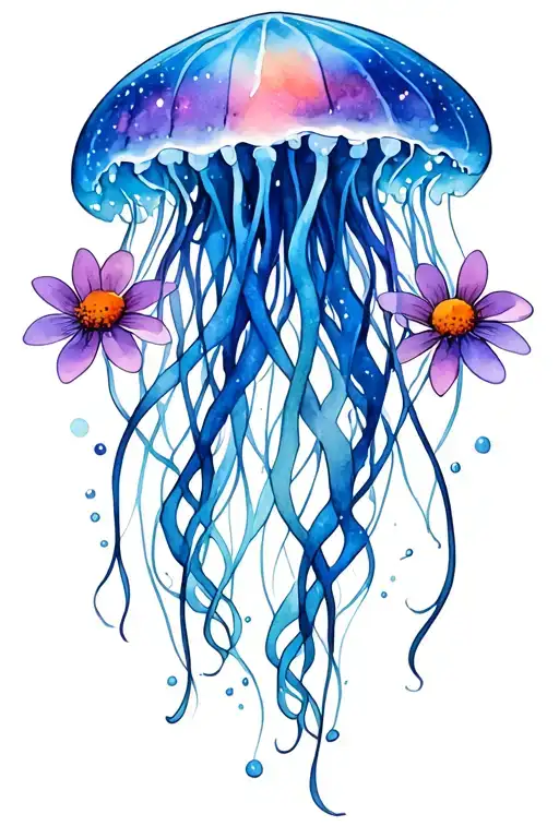 Galaxy Jellyfish With Flower Tenticles